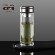 哈爾斯（HAERS）雙層玻璃杯男士隔熱泡茶杯商務(wù)定制ODGO刻字教師節禮品杯 琥珀棕500m【破損包賠+刻字】