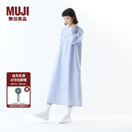 無(wú)印良品（MUJI）女式 易干平紋套頭 長(cháng)袖連衣裙 女裝裙子春季長(cháng)裙 BC2MHC5S 藏青色條紋 S (155/80A)