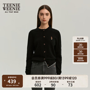 Teenie Weenie小熊女裝簡約針織衫女秋冬針織開衫罩衫短外套上衣 黑色 S (160)