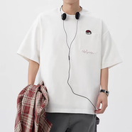 頂峰保羅（Dingfengbaoluo）日系純棉短袖男夏季卡通刺繡時(shí)尚休閑T恤HL56白色M