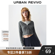 UR秋季新款女裝曠野美拉德百搭修身針織開衫UWB940014 深灰 S
