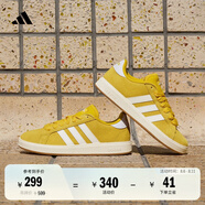 adidas「面包鞋」GRAND COURT BASE 00s休閑低幫板鞋男女阿迪達斯   銀灰黃/白色/樹脂黃   47