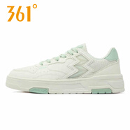 361°啟航板鞋女鞋帆布鞋361度時(shí)尚潮休閑鞋輕便防滑運動(dòng)鞋子女小白鞋 羽毛白/溪綠 37