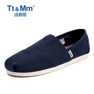 湯姆斯（Tt＆Mm）男鞋復(fù)古經(jīng)典帆布鞋男士夏季新款舒適輕便一腳蹬懶人布鞋 深藍(lán) 41