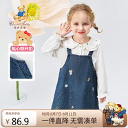 Classic Teddy精典泰迪童裝女童連衣裙兒童牛仔裙中小童背帶裙子 牛仔藍 140 