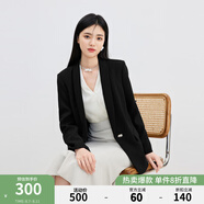 秋水伊人通勤小西裝女春新款修身一?？郯俅钪鄙硇奚砦鞣@瘦外套女 黑色 S