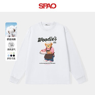 SPAO韓國同款蛋糕小熊長袖t恤女士春秋新款休閑百搭體恤SPCX25ST02LD 白#SP蛋糕小熊黑 L