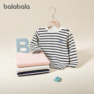 巴拉巴拉（BALABALA）童裝兒童長袖T恤秋冬裝男童女童寶寶圓領上衣時尚百搭潮t 黑白色調(diào)00491-208424100205 100
