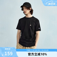 Champion冠軍情侶純棉短袖T恤春夏新款男刺繡小C美式潮牌上衣 黑色  2XL