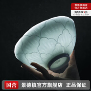 景德鎮（jdz）官方高溫陶瓷碗盤(pán)餐具組合無(wú)鉛純色高顏值吃飯碗碟喬遷之喜搬家 影青-6.5英寸面碗*2