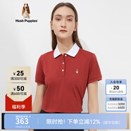 Hush Puppies暇步士女裝撞色翻領(lǐng)短袖T恤POLO衫 512嘉年華紅 L
