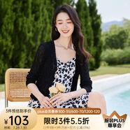 歐莎（OSA）【夏日繽紛】短款冰絲披肩空調(diào)衫女夏季新款V領(lǐng)輕薄針織開衫百搭 黑色 L