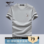 七匹狼短袖T恤男夏季輕薄新款圓領(lǐng)涼感科技體恤衫休閑純色短t男裝上衣服 005(淺灰)-2806款 XL (175)