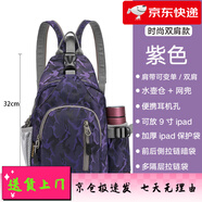 頓巴縱隊(duì)粉色雙肩包女士2024新款時(shí)尚小背包戶外徒步旅行背包可單肩斜挎包 紫色_餸水杯
