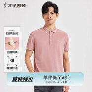 才子（TRIES）【多色可選 】POLO衫夏季新款男士短袖上衣仙鶴刺繡撞色翻領(lǐng) 仙鶴刺繡粉紅色 L 48(170/88A)