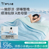 神氣小鹿小冰被夏涼被可水洗薄被芯單雙人空調(diào)被抑菌透氣 藍(lán)色套裝-小冰被Pro+小冰席 200*230cm