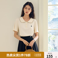 獨(dú)束大碼女裝減齡娃娃領(lǐng)休閑POLOT恤2024年夏季新款簡約氣質(zhì)上衣 米杏色 XL (尺碼：3)