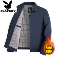 花花公子（PLAYBOY）中年男士薄款茄克爸爸春裝上春夏外套40歲50中老年人商務(wù)夾克衫 8828深藍/加棉 M