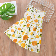 Radinka2025夏新款薄款女童連衣裙嬰兒綿綢公主裙洋氣兒童吊帶背心裙GFF 橘子 100 CM