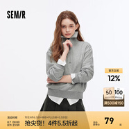 Semir衛(wèi)衣女純色半開(kāi)襟衣服溫柔百搭秋休閑風(fēng)寬松落肩套頭衫ins潮 中花灰00510 M