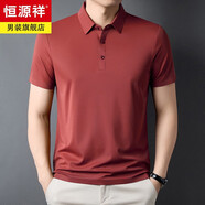 恒源祥高端短袖T恤男士寬松冰絲上衣服男裝休閑涼感polo衫2025夏季衛(wèi)衣 BGSY-T2518磚紅 【含桑.蠶.絲】 M 165 推薦90-110斤