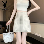 花花公子（PLAYBOY）復古春夏半身裙夏季小個(gè)子新款高腰2025波點(diǎn)防走光顯瘦A字短裙 奶油米白波點(diǎn) S