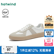 熱風(fēng)（Hotwind）男鞋春秋季新款德訓(xùn)鞋男士時(shí)尚休閑板鞋百搭純色小白鞋子系帶 117白杏 （H14M25741） 41 255mm