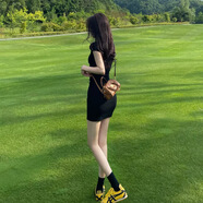 黑色包臀連衣裙女夏2025新款修身小個(gè)子掐腰短裙緊身性感連身裙子 黑色小圓領(lǐng)常規(guī)款 L