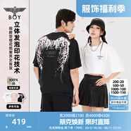 BOY LONDON【繁花】潮牌T恤情侶款短袖櫻花翅膀印花N01712 黑色 L