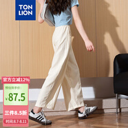 唐獅（TonLion）2025夏女寬松休閑凈色云朵九分褲