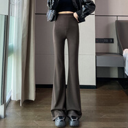 妹丫黑色西裝褲女春秋2025新款高腰垂感微喇叭褲小個(gè)子美式拖地馬蹄褲 咖色常規款 XL