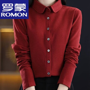 羅蒙（ROMON）品牌雙面德絨襯衫女秋冬加厚時尚通勤設(shè)計感小眾加絨保暖打底襯衣 高檔品牌酒紅色+女裝十大品牌 L +女裝十大品牌