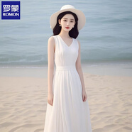 羅蒙天絲雪紡連衣裙女今年流行夏季多巴胺穿搭獨(dú)特漂亮高級感白色無袖 白色馬甲雪紡連衣裙 M 推薦90-100斤