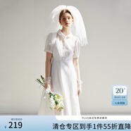 范思藍恩法式減齡初戀小白裙女夏2024新款領(lǐng)證連衣裙子24FS12056 白色 L