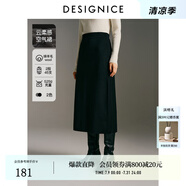 迪賽尼斯（DESIGNICE）2024年冬季新款通勤氣質(zhì)簡約中長裙羊毛高腰針織半身裙 黑色 S