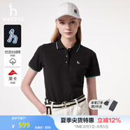 哈吉斯（HAZZYS）女裝  夏季新款女士簡(jiǎn)約撞色通勤休閑POLO衫女 黑色BK S （155/80A 36）