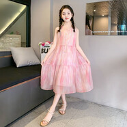 【央媽推薦】夏裝裙子2025新款童裝兒童夏天雪紡公主裙女大童 粉色 175 cm