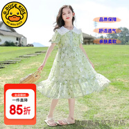 G.DUCKKIDS童裝女童連衣裙夏季兒童裙子夏裝2025新款純色公主裙大童顯瘦長裙 雙領(lǐng)碎花連衣裙 140 尺碼9~10歲【130-140cm】