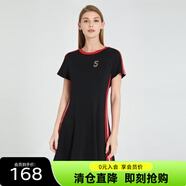 敦奴（DUNNU）【清倉(cāng)價(jià)】敦奴商場(chǎng)同款夏季短袖圓領(lǐng)撞色顯瘦連衣裙 正黑色 S