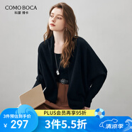 科蒙.博卡2025秋冬新款蝙蝠袖羊毛衫女裝簡約開衫外套寬松針織毛衣上衣 午夜黑 M