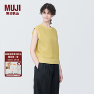 無(wú)印良品（MUJI） 女式 強捻網(wǎng)眼 法國袖毛衣 女款夏季 純棉全棉背心 BA1OJA4S 煙熏黃色 M (160/84A)