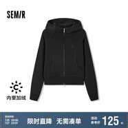 森馬（Semir）外套女短款插肩袖小個子潮2024冬季加絨緊身連帽夾克109724108015