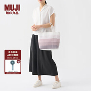 無印良品（MUJI） 手編包 環(huán)保材料 手提包菜籃子 編織包草編包 包包 女包 煙熏粉色橫條紋 小 長24*寬10*高24cm