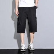 佐丹奴（Giordano）夏季男士多口袋薄款七分褲大碼工裝休閑中短褲 黑色 XL