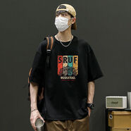 唐美希菲格（Tommy）夏季透氣速干印花短袖T恤寬松潮流男 黑色 M