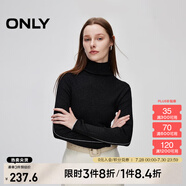 ONLY秋季舒適修身顯瘦螺紋高領(lǐng)毛衣針織衫女|124313004 H1Z 黑色 L (170) 88A