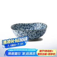 美濃燒（Mino Yaki） 日本進(jìn)口陶瓷碗和風(fēng)家用餐具碗碟盤釉下彩不規(guī)則湯面大碗 不規(guī)則平碗16.5CM*6CM