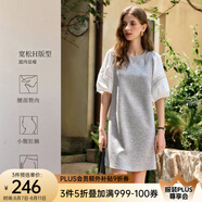 Olrain歐芮兒夏季女裝直筒名媛風(fēng)撞色蕾絲拼接連衣裙 灰色 XL