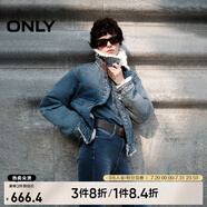 ONLY春夏復(fù)古帥氣毛絨拼接領(lǐng)口保暖牛仔外套女|124354012 J33 復(fù)古350牛仔洗水 常規(guī) XS (155) 76A