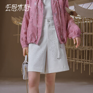 云思木想Ysimo-X摩登國風2025夏季新款燙鉆休閑橡筋腰短褲女12762 白色 S